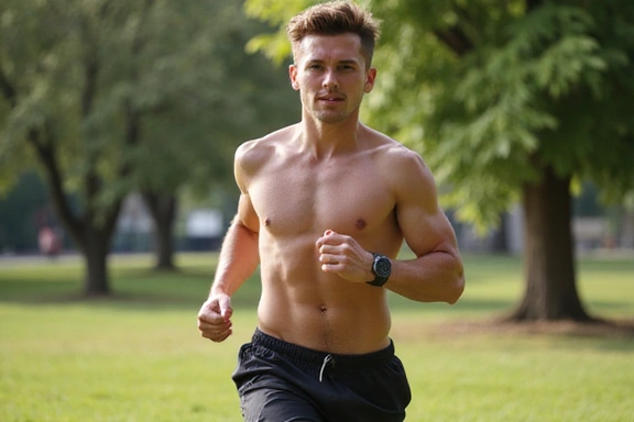 Hombre joven haciendo ejercicio al aire libre, representando fuerza y energía.
